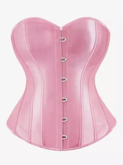 Sweetheart Strapless Satin Overbust Corset Front Button Back Lace Up Body Shaper