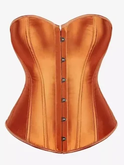 Sweetheart Strapless Satin Overbust Corset Front Button Back Lace Up Body Shaper