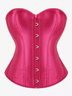 Sweetheart Strapless Satin Overbust Corset Front Button Back Lace Up Body Shaper