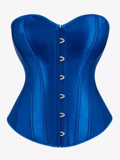 Sweetheart Strapless Satin Overbust Corset Front Button Back Lace Up Body Shaper
