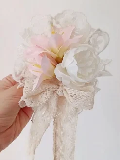 Sweet Lolita Accessories Ecru White Ruffles Flowers Polyester Headwear Miscellaneous
