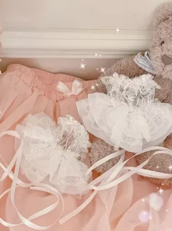 Sweet Lolita Accessories White Ruffles Lace Up Oversleeves Lace Miscellaneous