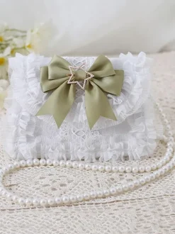 Sweet Lolita Bag Baby Blue PU Leather Bows Lace Embellishment PU Leather Cross-body Bag Lolita Accessories