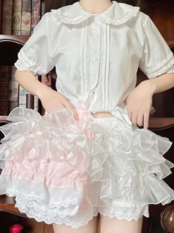 Sweet Lolita Bloomers Pink Lace Ruffles Lolita Shorts