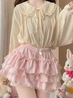 Sweet Lolita Bloomers Ruffles Lace Pink Lolita Shorts
