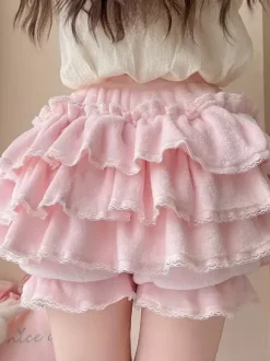 Sweet Lolita Bloomers Ruffles Lace Pink Lolita Shorts