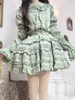 Sweet Lolita Blouses Ecru White Lolita Top Short Sleeves Pleated Ruffles Lolita Shirt