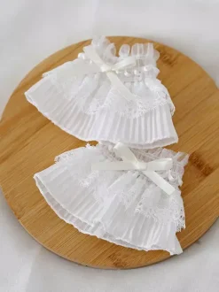 Sweet Lolita Bracelet White Accessory Pleated Polyester Fiber Bow Lace Lolita Accessories