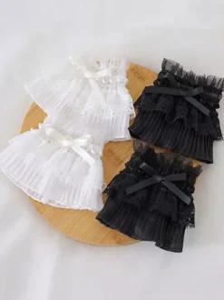 Sweet Lolita Bracelet White Accessory Pleated Polyester Fiber Bow Lace Lolita Accessories