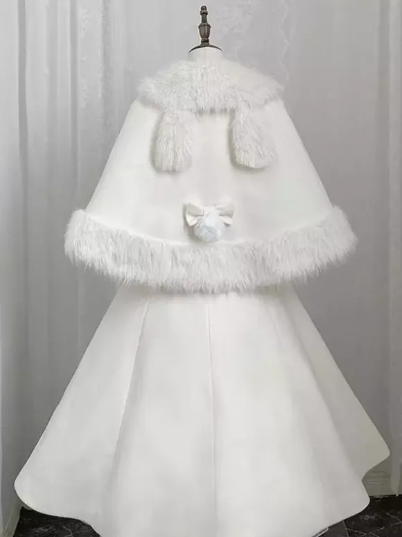 Sweet Lolita Coats White Bows Cloak Overcoat Poncho Winter Lolita Coat