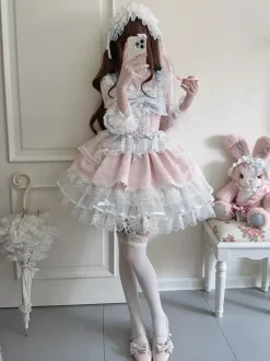 Sweet Lolita Dresses Back Bow Bandage JSK Short Lolita Dress