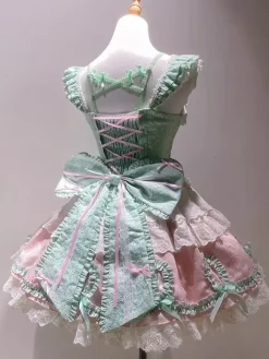 Sweet Lolita Dress Light Green Sleeveless Lace-Up Jumper Polyester Kawaii Fashion