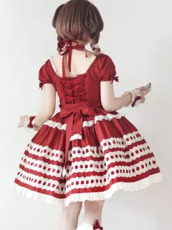 Sweet Lolita Dress Light Sky Blue Short Sleeves Ruffles Casual Daily Dress Polyester Kawaii Fashion