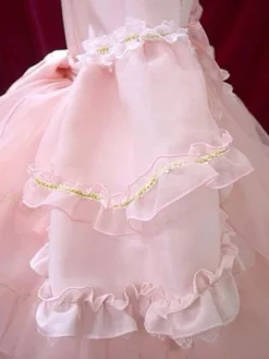 Sweet Lolita Dress OP Pink Bow Hime Sleeve Ball Gown Lolita One Piece Dress