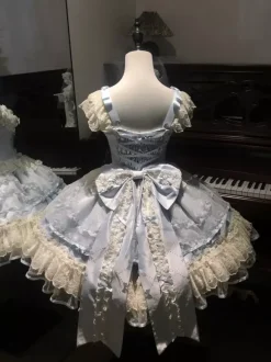 Sweet Lolita Dress Polyester Sleeveless Bows Sweet Jumper Skirt Pink Lolita Dress
