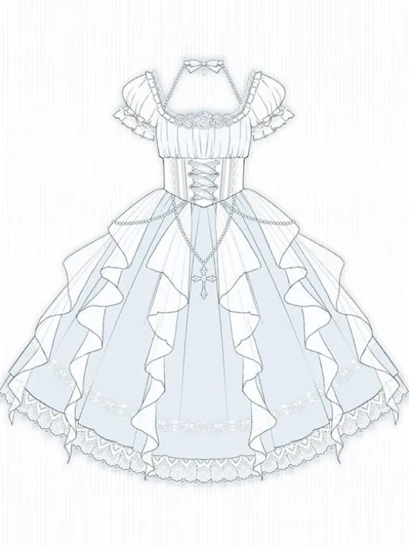 Sweet Lolita Dress Polyester Short Sleeves Dress