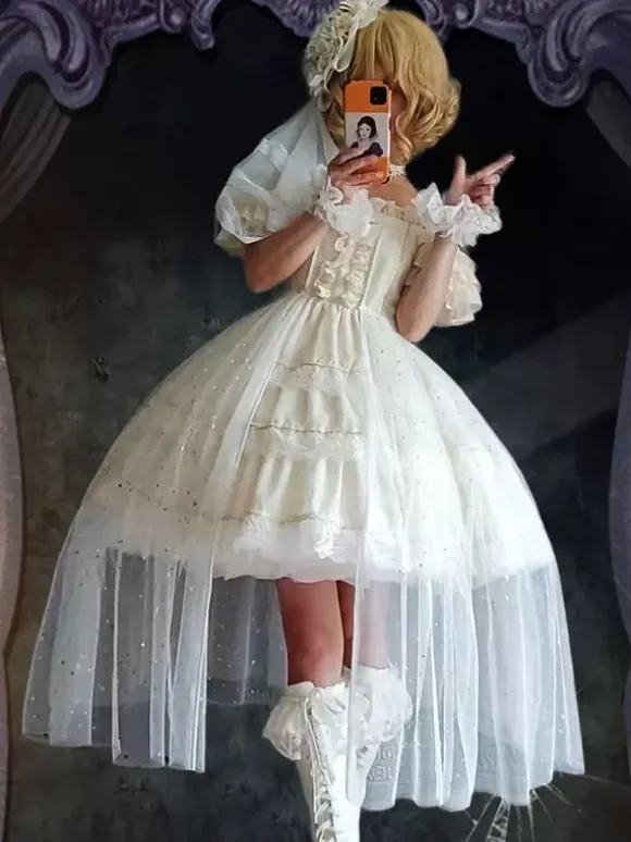 Sweet Lolita Dress Polyester Sleeveless Lolita Wedding Dress