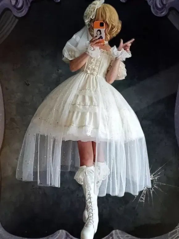 Sweet Lolita Dress Polyester Sleeveless Lolita Wedding Dress