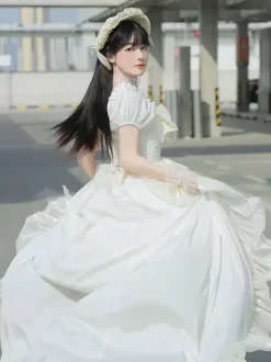 Sweet Lolita Dress Polyester Short Sleeves Dress