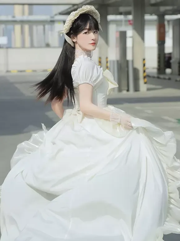 Sweet Lolita Dress Polyester Short Sleeves Dress