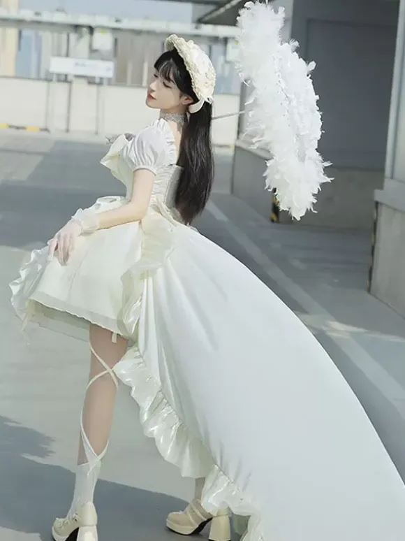 Sweet Lolita Dress Polyester Short Sleeves Dress