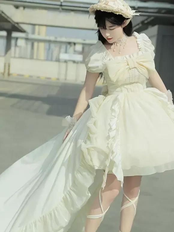 Sweet Lolita Dress Polyester Short Sleeves Dress