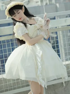 Sweet Lolita Dress Polyester Short Sleeves Dress