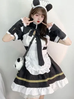 Sweet Lolita Dress Polyester Short Sleeves Ruffles Dress