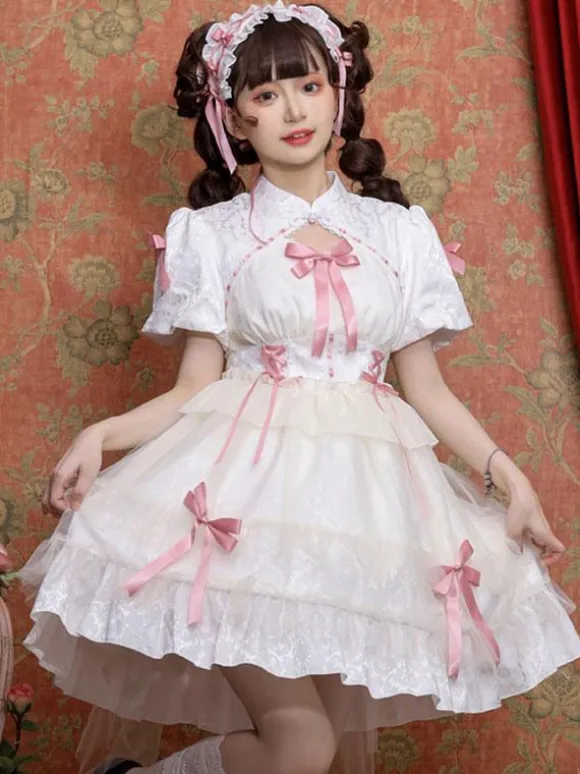 Sweet Lolita Dress Polyester Short Sleeves Dress