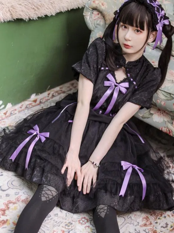 Sweet Lolita Dress Polyester Short Sleeves Dress
