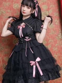 Sweet Lolita Dress Polyester Short Sleeves Dress