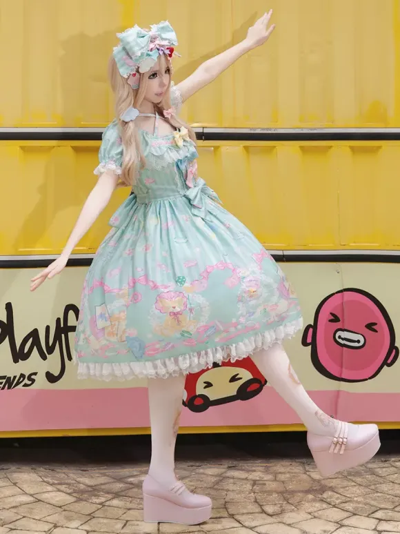 Sweet Lolita Dress Sleeveless Bows Dress Sweet Fairytale Yellow Dress