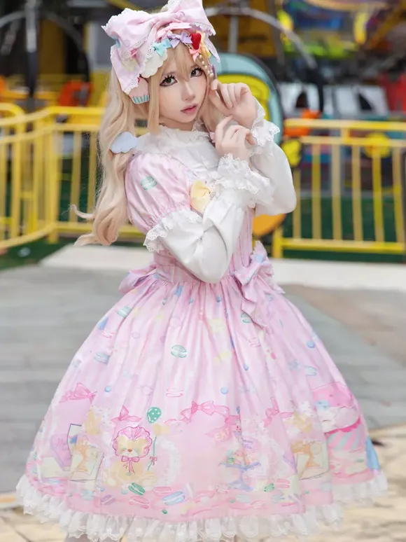 Sweet Lolita Dress Sleeveless Bows Dress Sweet Fairytale Yellow Dress