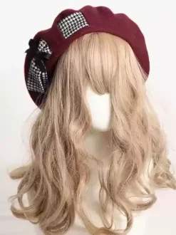 Sweet Lolita Hat Bows Accessory Color Block Polyester Light Gray Lolita Accessories