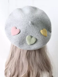 Sweet Lolita Hat Purple Accessory Hearts Pattern Polyester Lolita Accessories