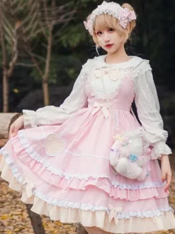 Sweet Lolita JSK Dress Neverland Bows Ruffles Lolita Jumper Skirts