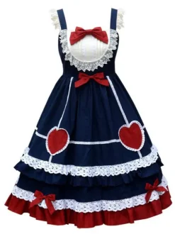 Sweet Lolita JSK Dress Neverland Bows Ruffles Lolita Jumper Skirts