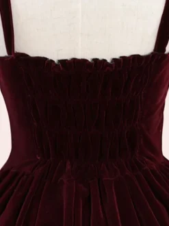 Sweet Lolita JSK Dress Velour Lace Up Ruffle Lolita Jumper Skirts