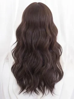 Sweet Lolita Wigs Brownish Black Long Heat-resistant Fiber Tousled Lolita Accessories