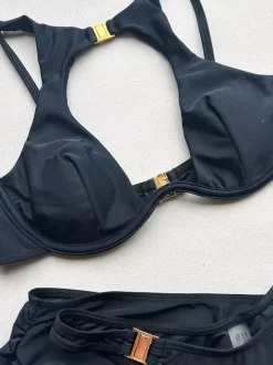 Swimsuits Cover-Ups Set Black Sexy Lace Up Backless Summer Swimsuit