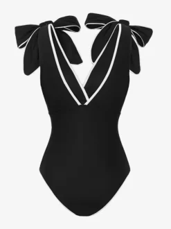 Swimsuits & Cover-Ups Women's Clothing Swimsuit Set White Sexy Bows V-Neck Sleeveless