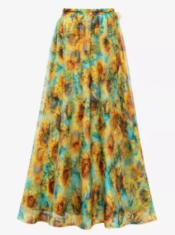 Swimsuit Set Yellow Sexy Asymmetrical Floral Print Asymmetrical Neck