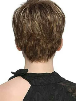 Synthetic Wigs Coffee Brown Straight Heat-Resistant Fiber Tousled Short Women Short Wig