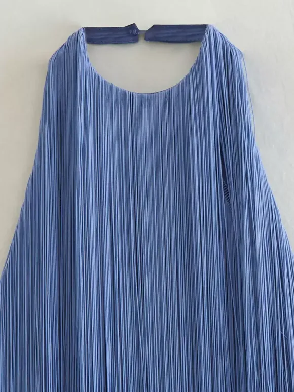 Tassel Fringe Mini Dress With Open Back And Halter Neckline For Party 2026