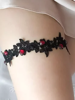 Thigh Garter Flower Leg Garters Belt For Women Black Lace Party