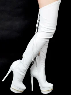 Thigh High Boots High Heel Women's Black Leather back zipper Sexy boots over the knee Party Shoes