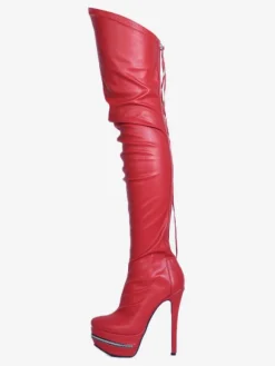 Thigh High Boots High Heel Women's Black Leather back zipper Sexy boots over the knee Party Shoes