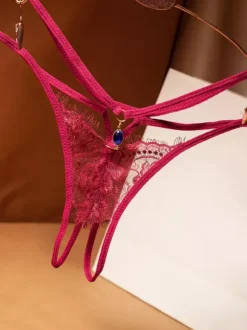 Thong Lingerie Embroidered Rhinestones Panties