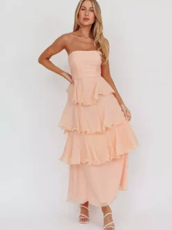 Tiered Ruffle Maxi Dress For Women - Sleeveless Layered A-Line Tube Sun Dress - Summer Wedding Guest 2026