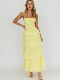Tiered Ruffle Maxi Slip Dress For Women - Fairycore Square Neck Tie Back A Line Gown - Summer Beach Wedding Guest 2026
